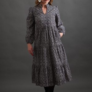 Norah Tiered Dress - Black Botanical - Image 8