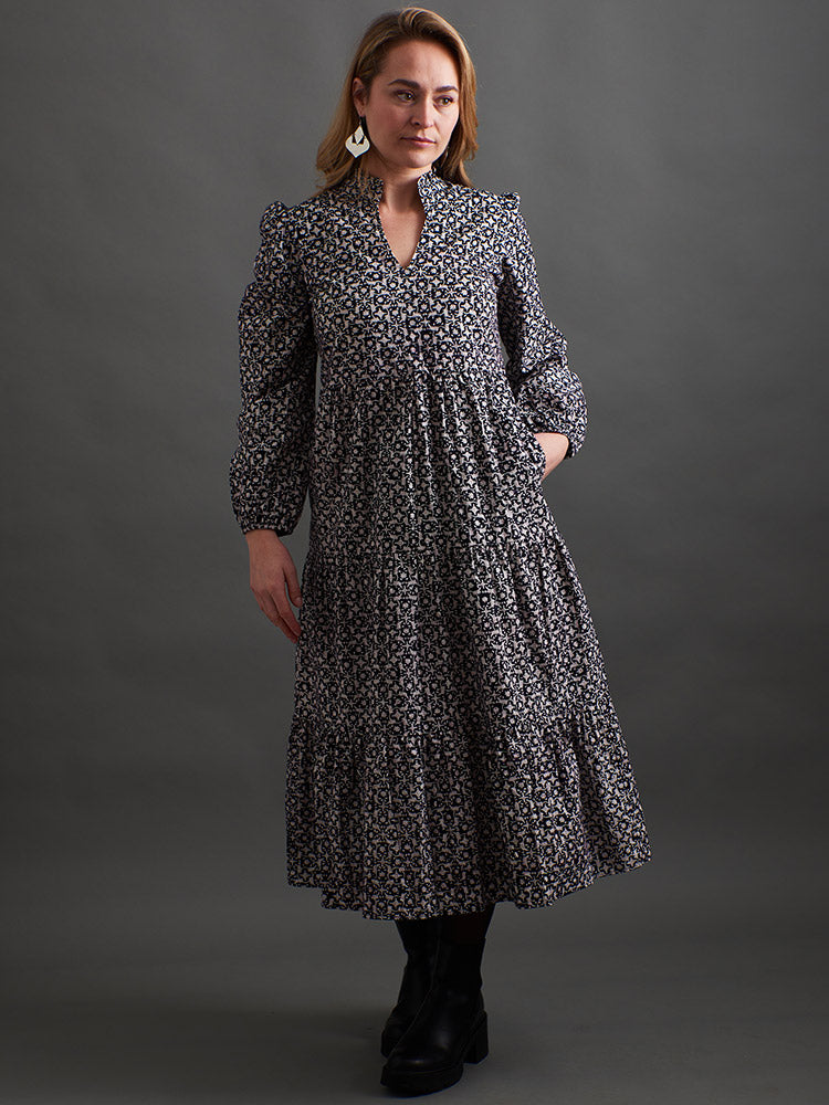 Norah Tiered Dress - Black Botanical - Image 8