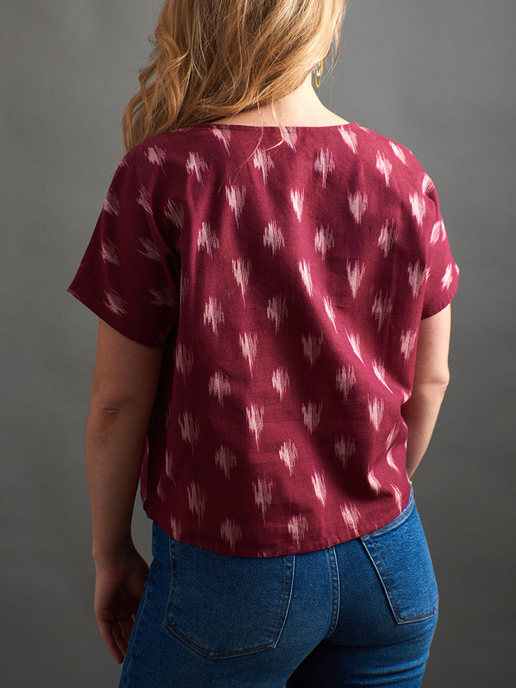 Dana Top - Garnet Ikat - Image 4