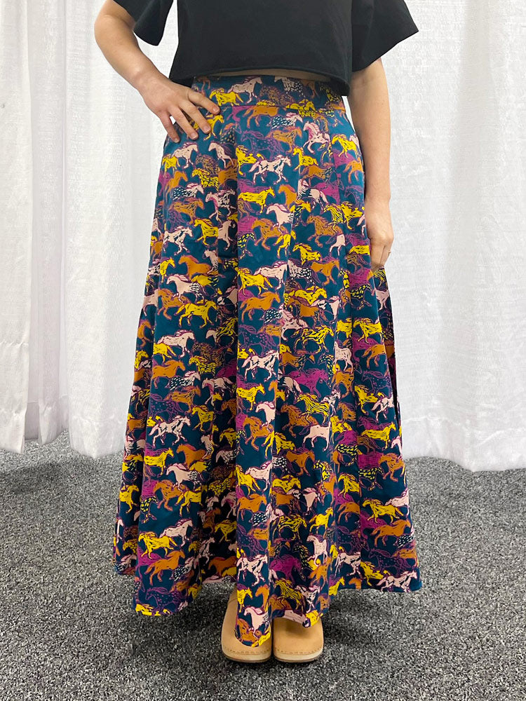 Lucinda Maxi Skirt - Blue Horses - Image 6
