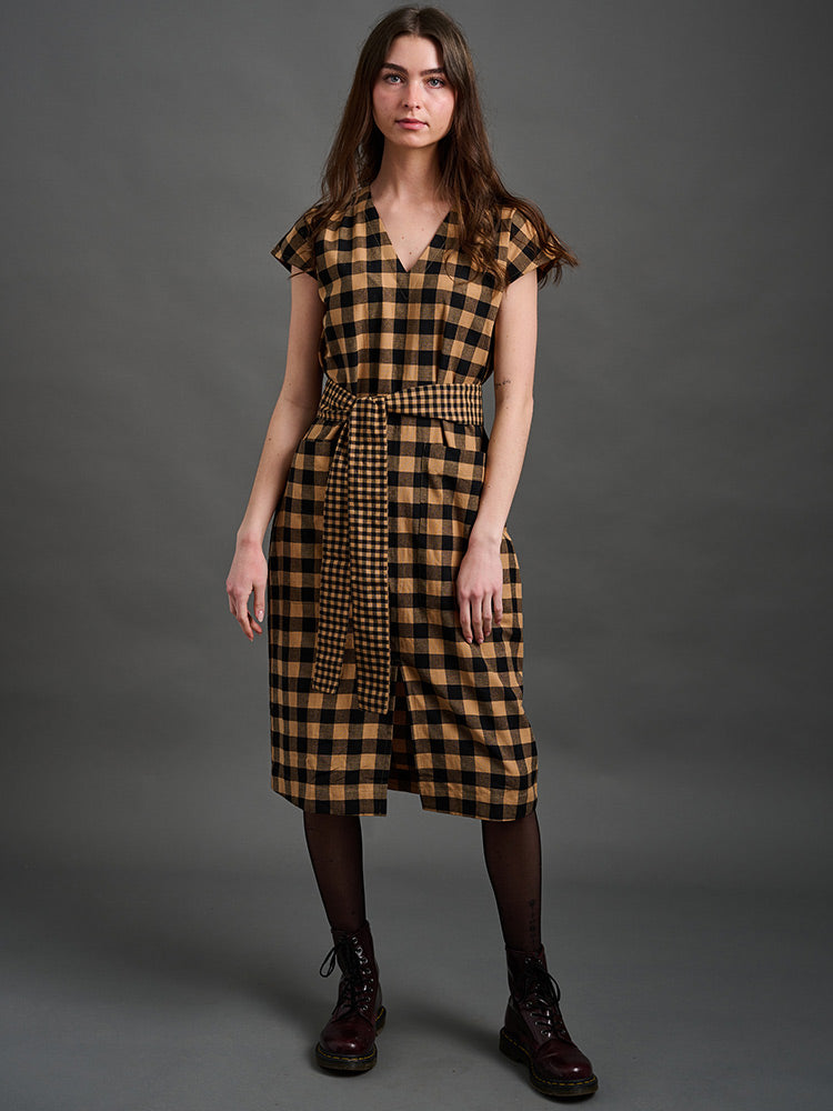 Padma Pocket Dress - Black and Tan Mix - Image 1