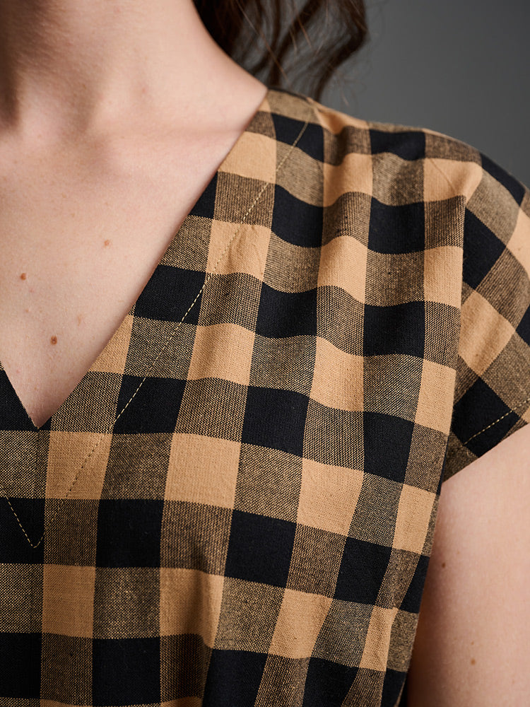 Padma Pocket Dress - Black and Tan Mix - Image 2