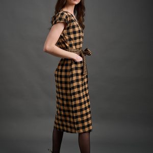 Padma Pocket Dress - Black and Tan Mix - Image 3
