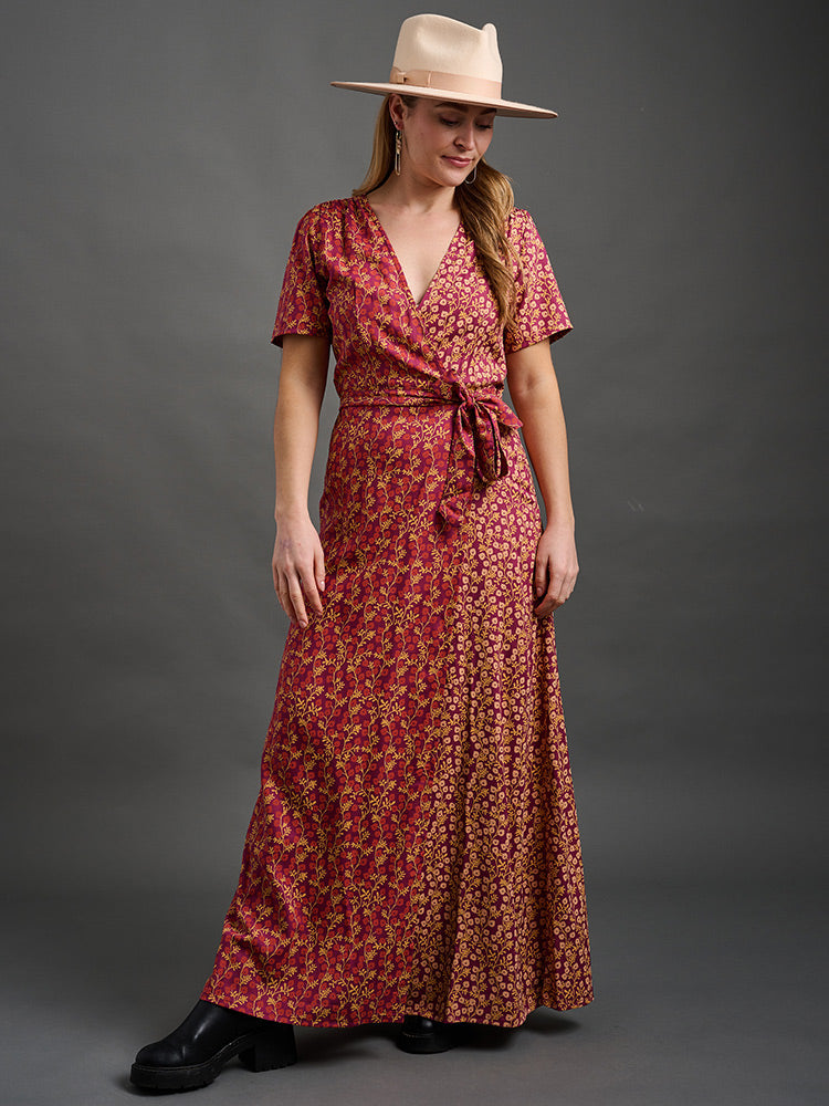 Wrap Maxi Dress - Berry Poppy Mix - Image 10