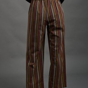 Emmy Drawstring Pant - Chocolate Stripe - Image 3