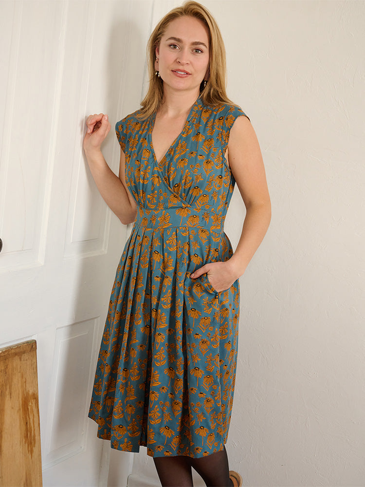 Lucille Dress - Teal Floral - Image 1