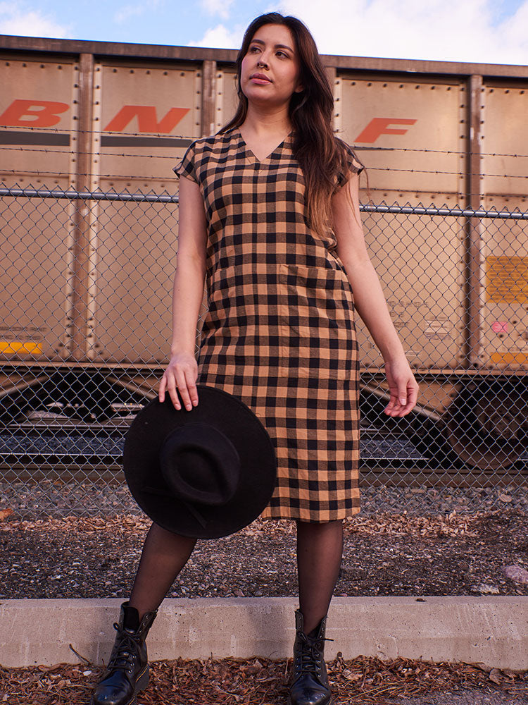 Padma Pocket Dress - Black and Tan Mix - Image 6