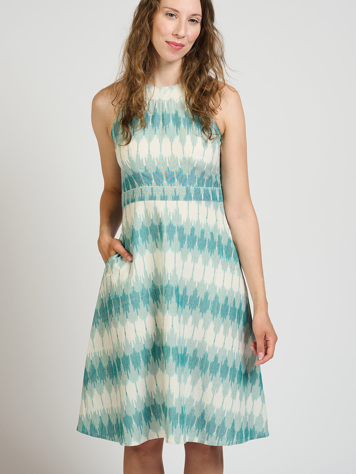 Ilona Dress - Teal Ikat - Image 5