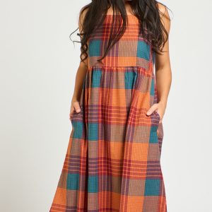 Ivy Midi Dress - Persimmon Plaid - Image 1