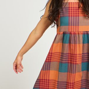 Ivy Midi Dress - Persimmon Plaid - Image 4