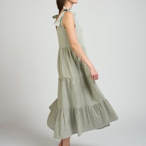 Lorelei Tiered Dress - Olive Stripe - Image 3