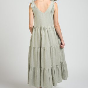 Lorelei Tiered Dress - Olive Stripe - Image 5