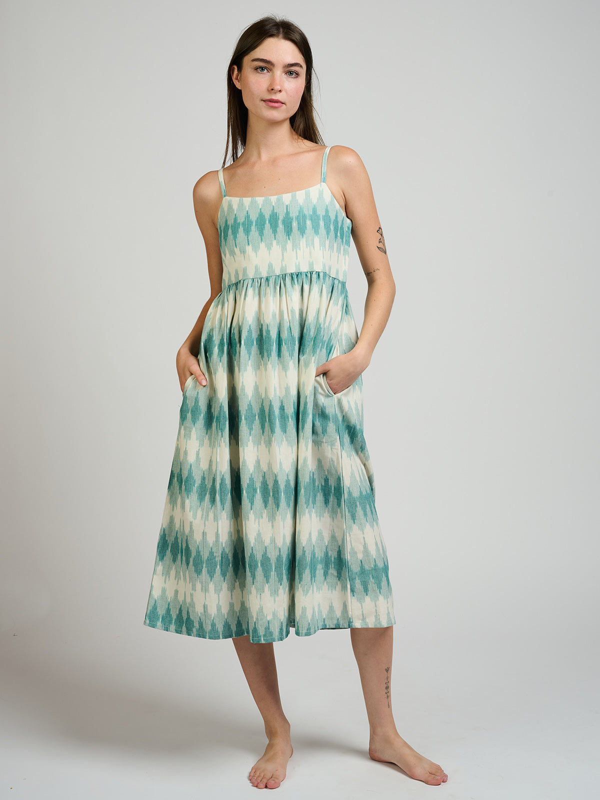 Sofia Midi Dress - Teal Ikat - Image 6