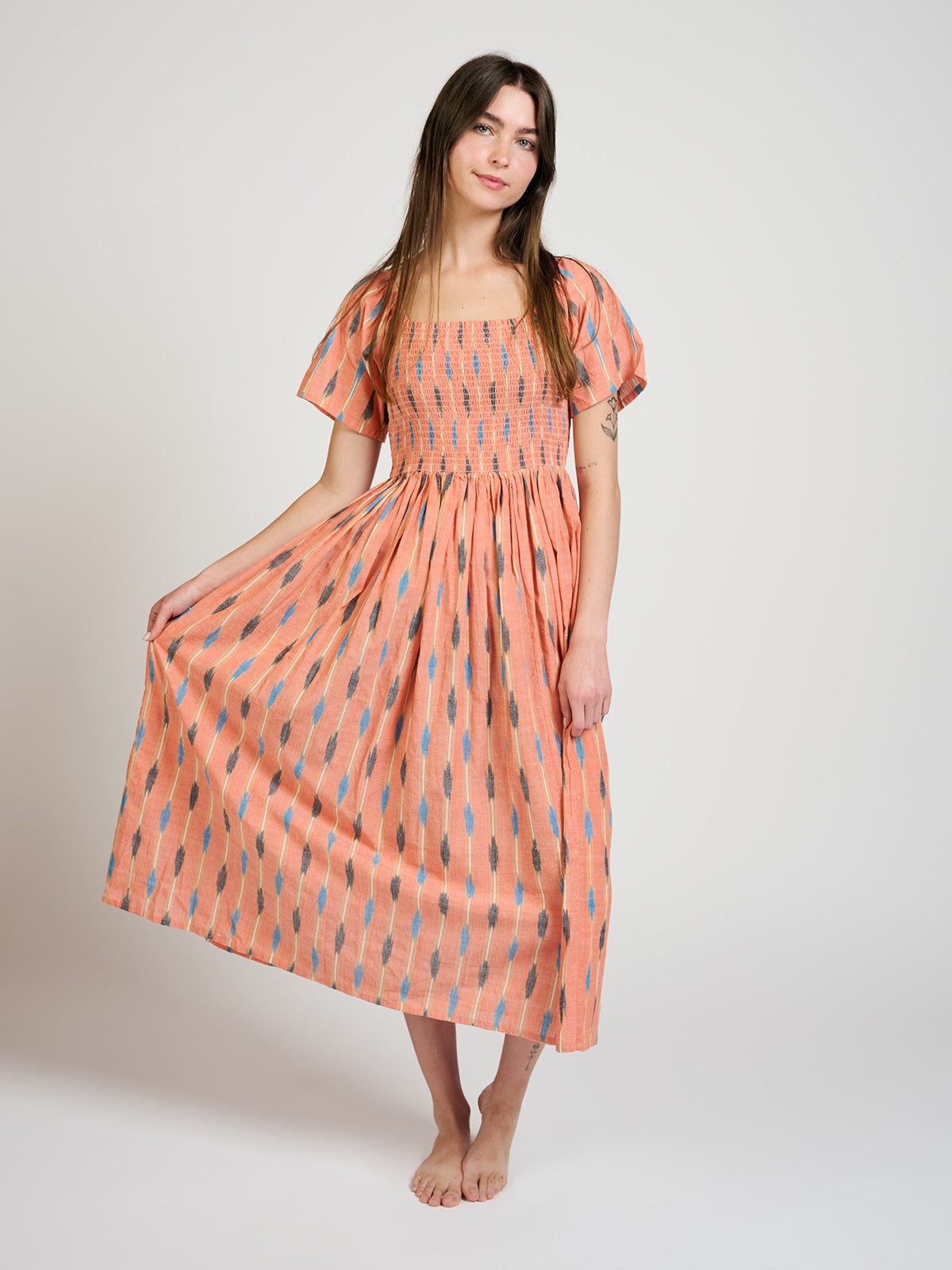 Teddy Dress - Peach Ikat - Image 10