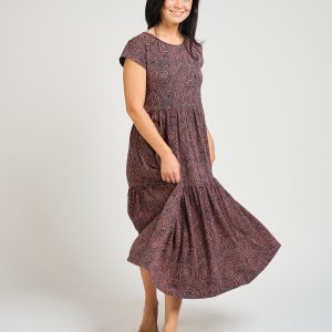 Tiered Jersey Dress - Tree Rings Blue - Image 1