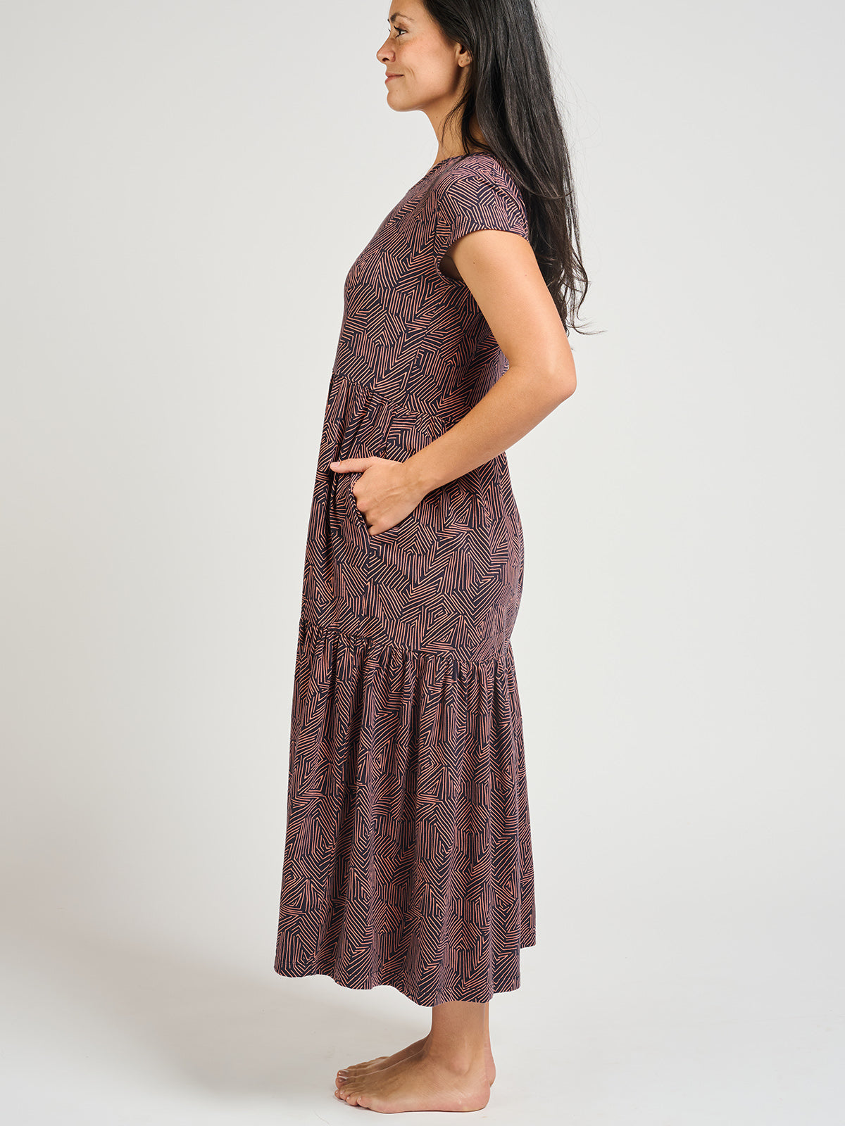 Tiered Jersey Dress - Tree Rings Blue - Image 5