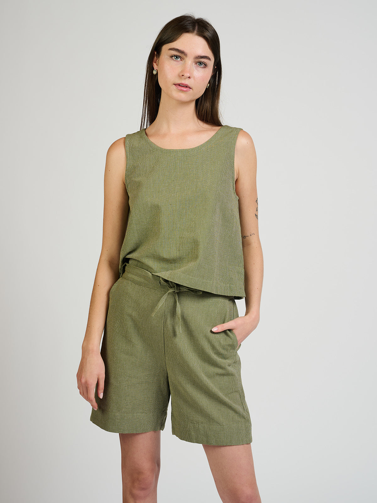 Larisa Short - Olive Chambray - Image 5