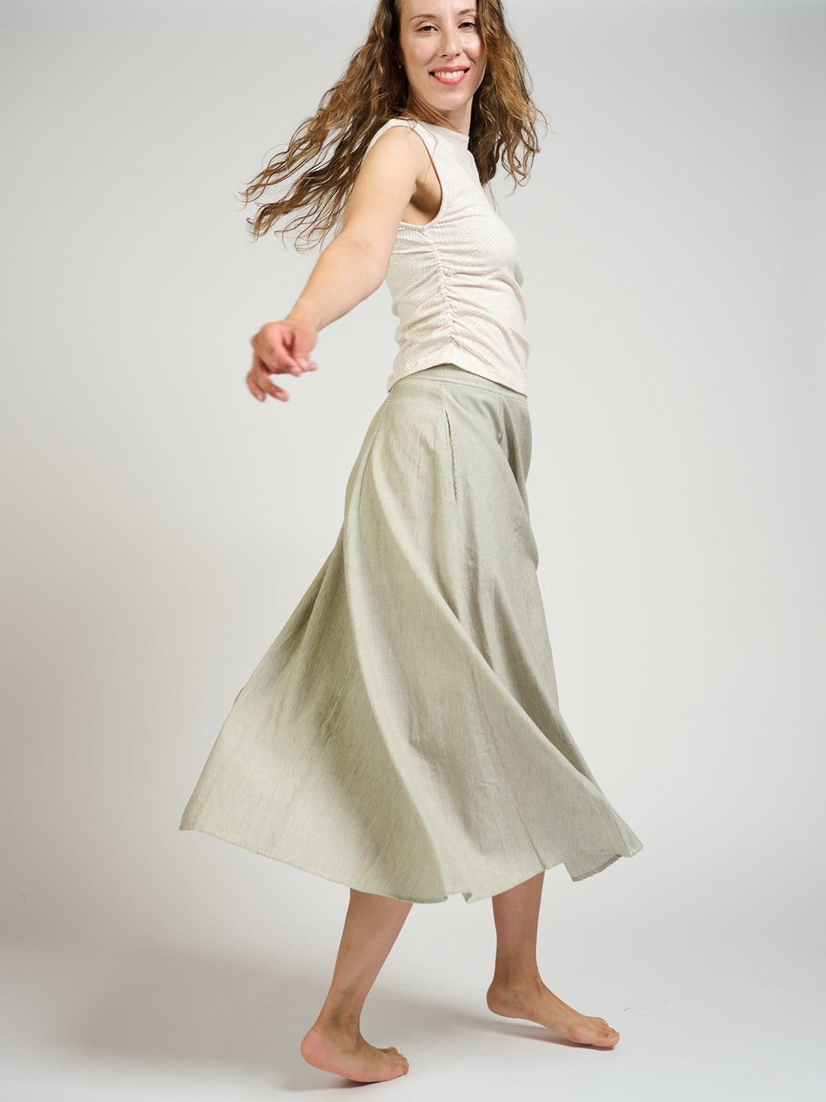 Lucinda Skirt - Olive Stripe - Image 8