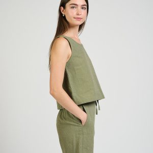 Neko Tank - Olive Chambray - Image 6