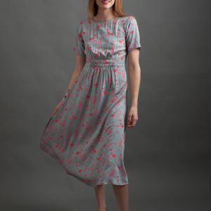 Artsy Traveler Short Sleeve Midi Dress - Botanical Slate - Image 2