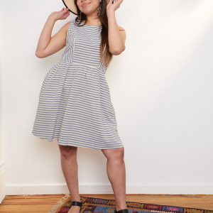 Nadiya Dress - Pinstripe Blue - Image 1