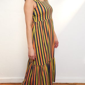 Opal Dress - Navy Chartreuse Stripe - Image 4