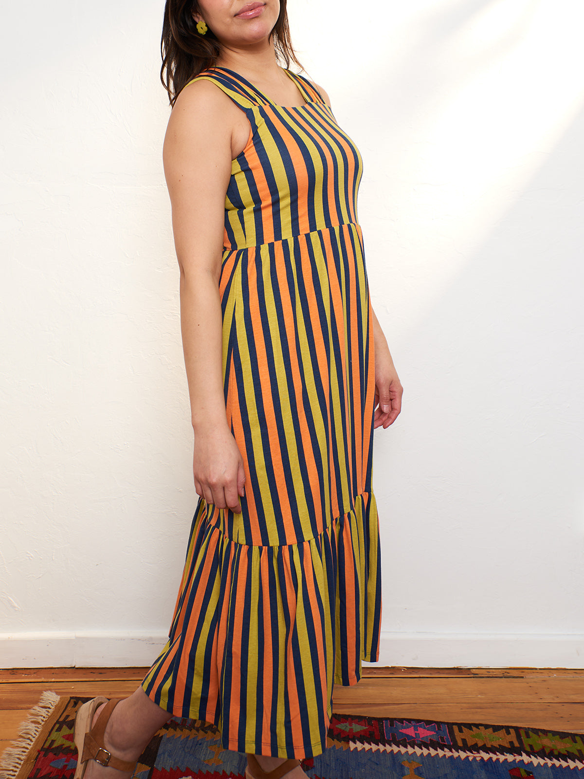 Opal Dress - Navy Chartreuse Stripe - Image 4