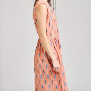 Kerala Placket Dress - Peach Ikat - Image 8