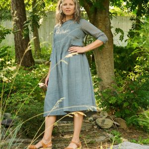 Alma Pintucked Dress - Slate Blue - Image 3