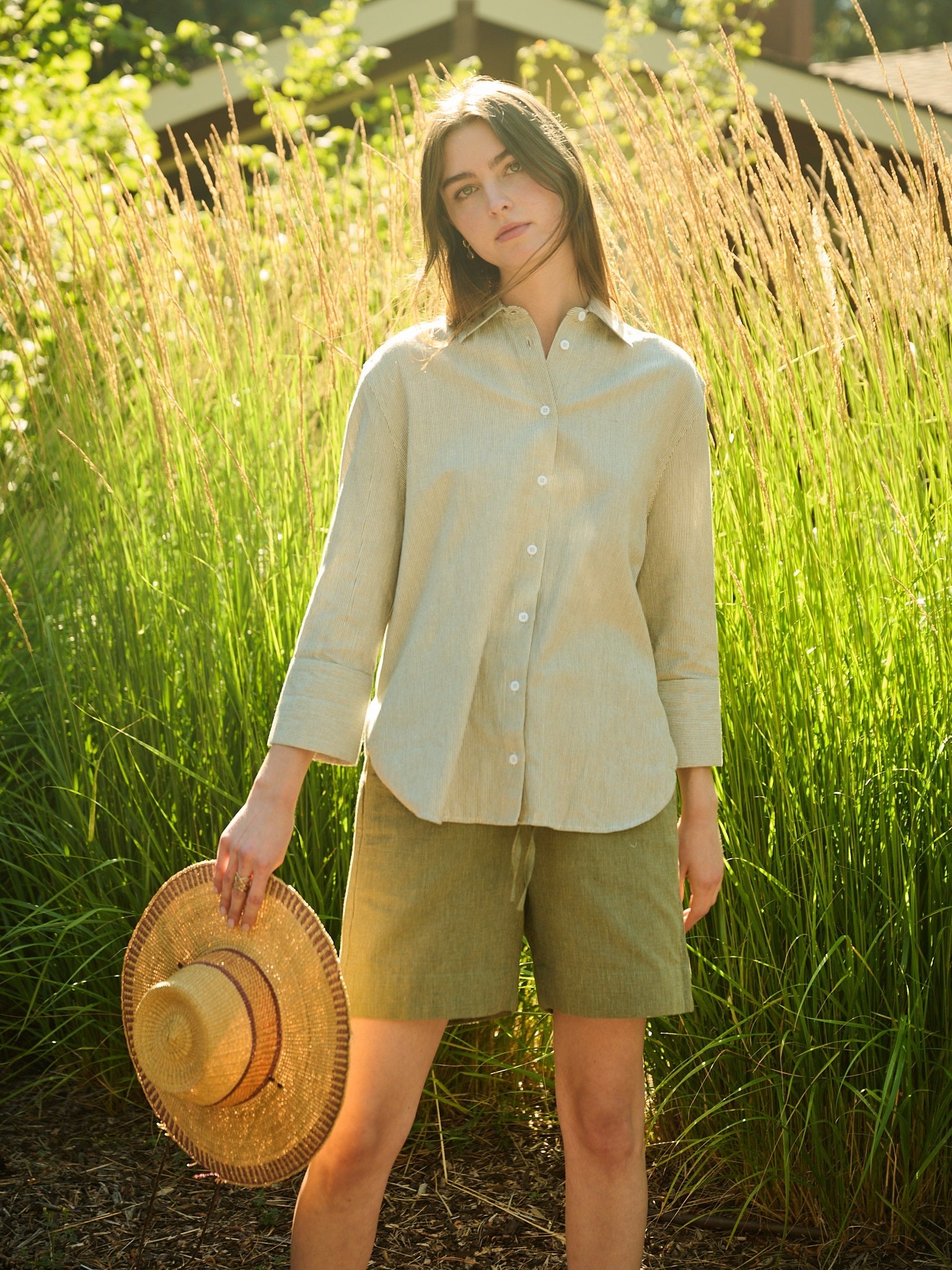 Larisa Short - Olive Chambray - Image 4