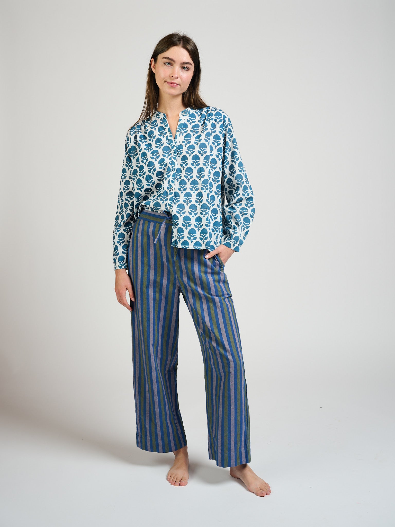 Emmy Drawstring Pant - Lavender Stripe - Image 5