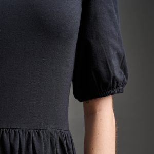 Inez Bubble Sleeve Dress - Black Jersey - Image 3