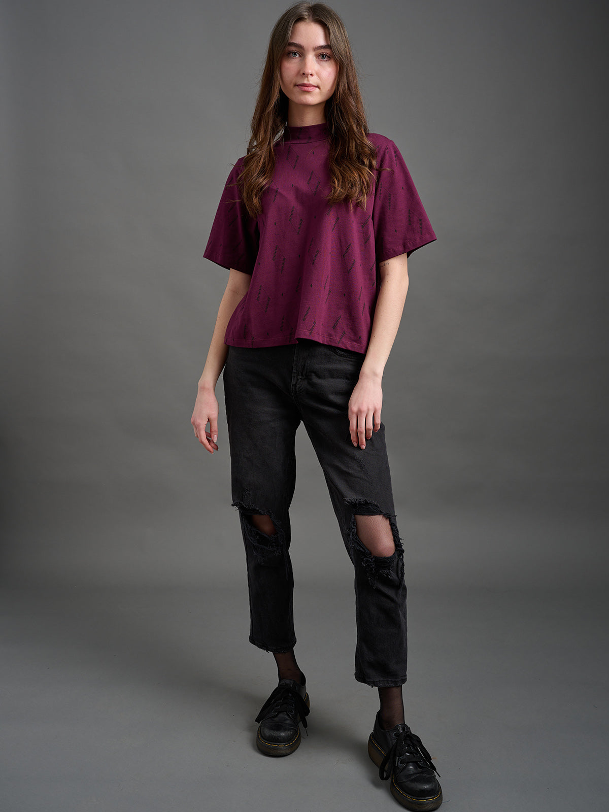Eve Top - Diamond Vine Dark Purple - Image 1
