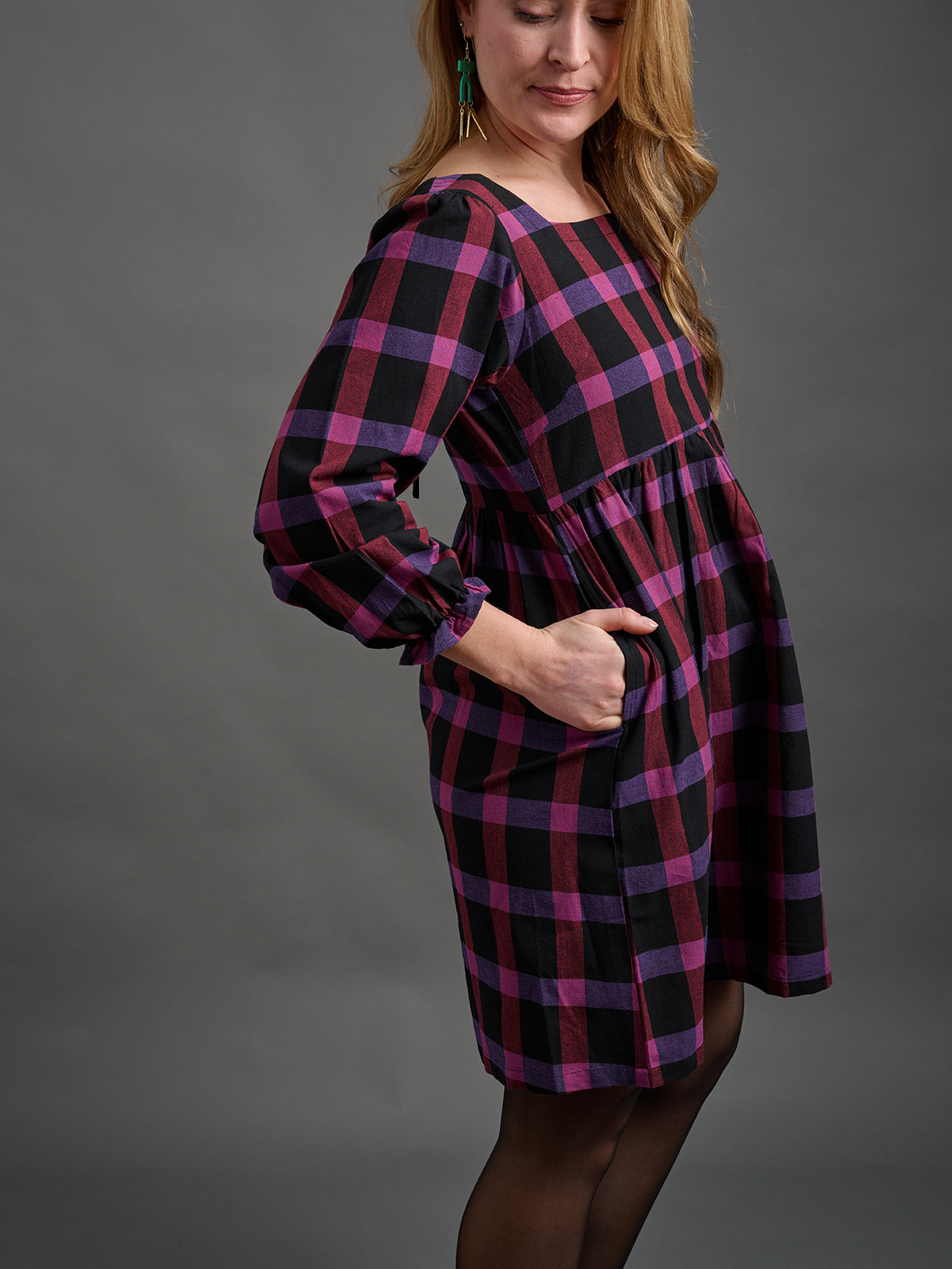 Nico Mini Dress - Ultra Violet Plaid - Image 5