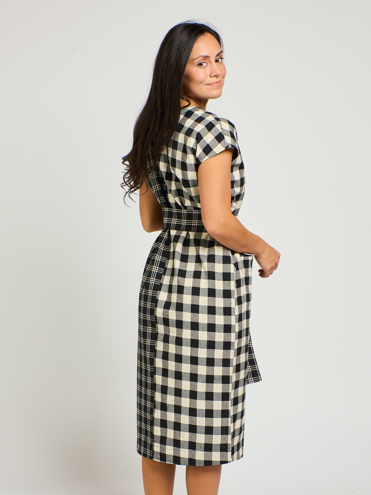 Padma Pocket Dress - Black and White Mix - Image 8