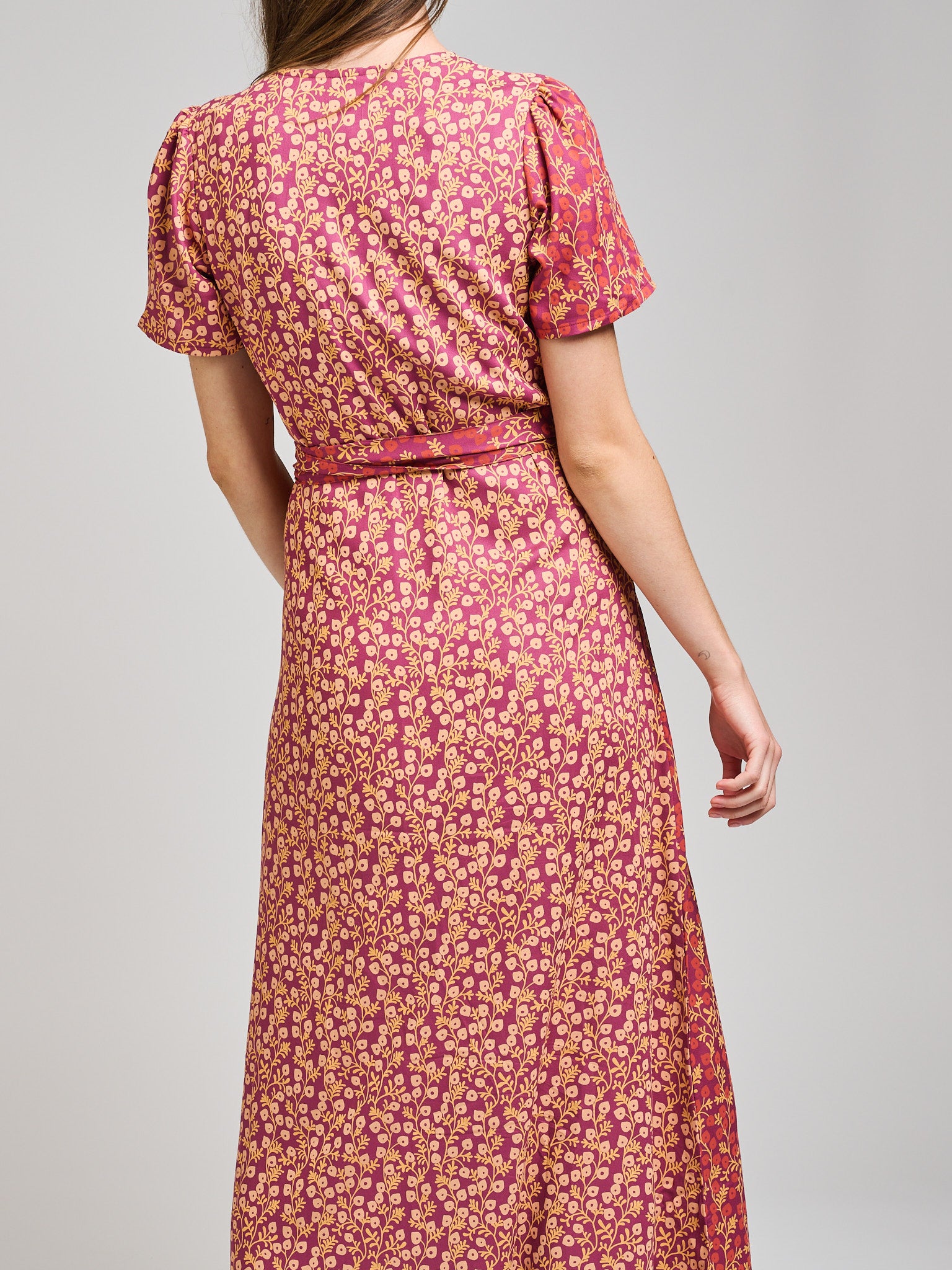 Wrap Maxi Dress - Berry Poppy Mix - Image 4