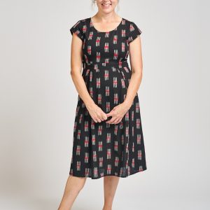 Vintage Pleat Dress - Black Ikat - Image 6