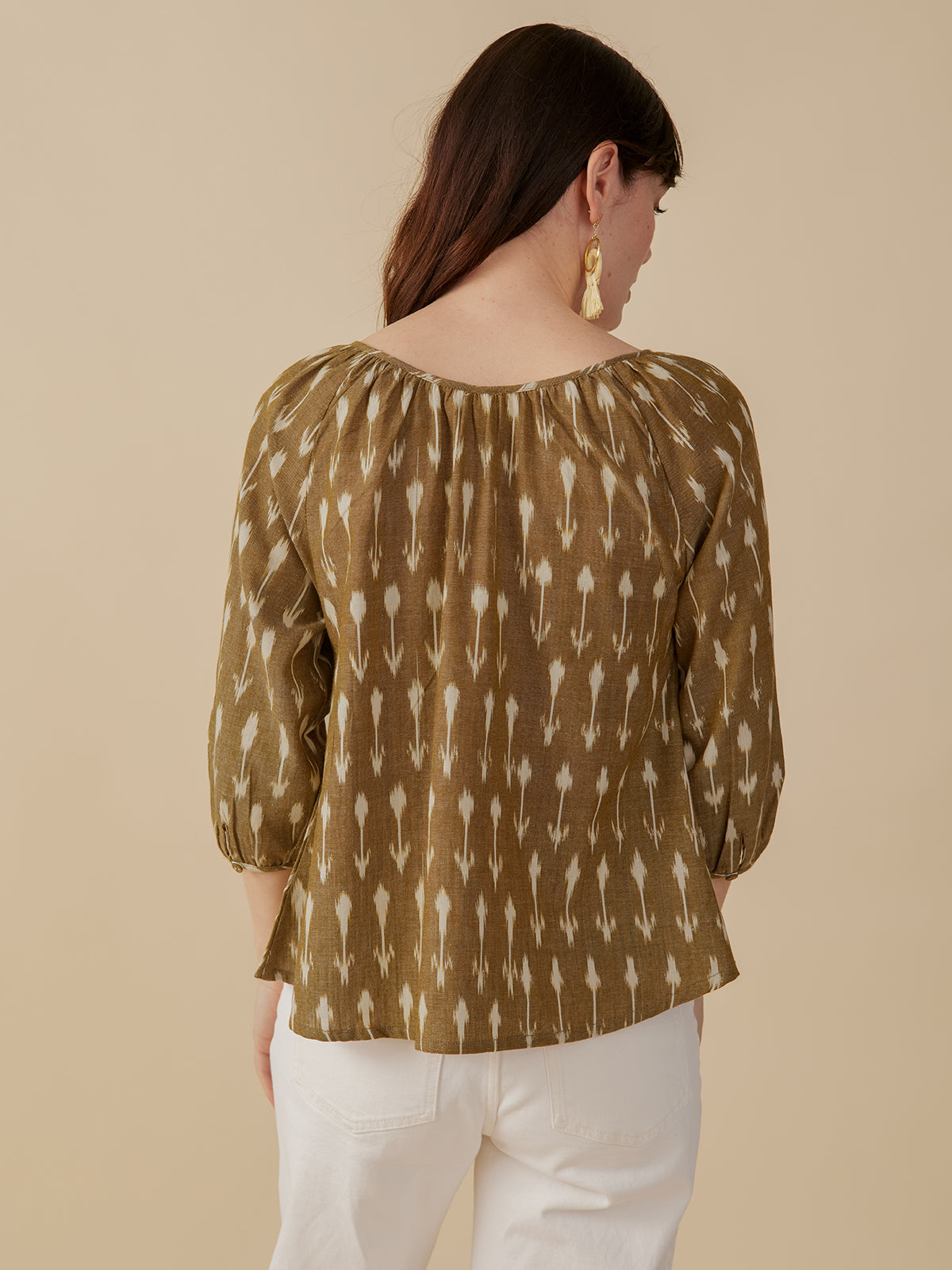 Tulum Tassel Top - Olive Ikat - Image 3