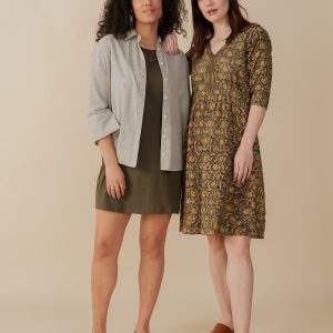 Mae Oversized Shirt - Olive Stripe - Image 6