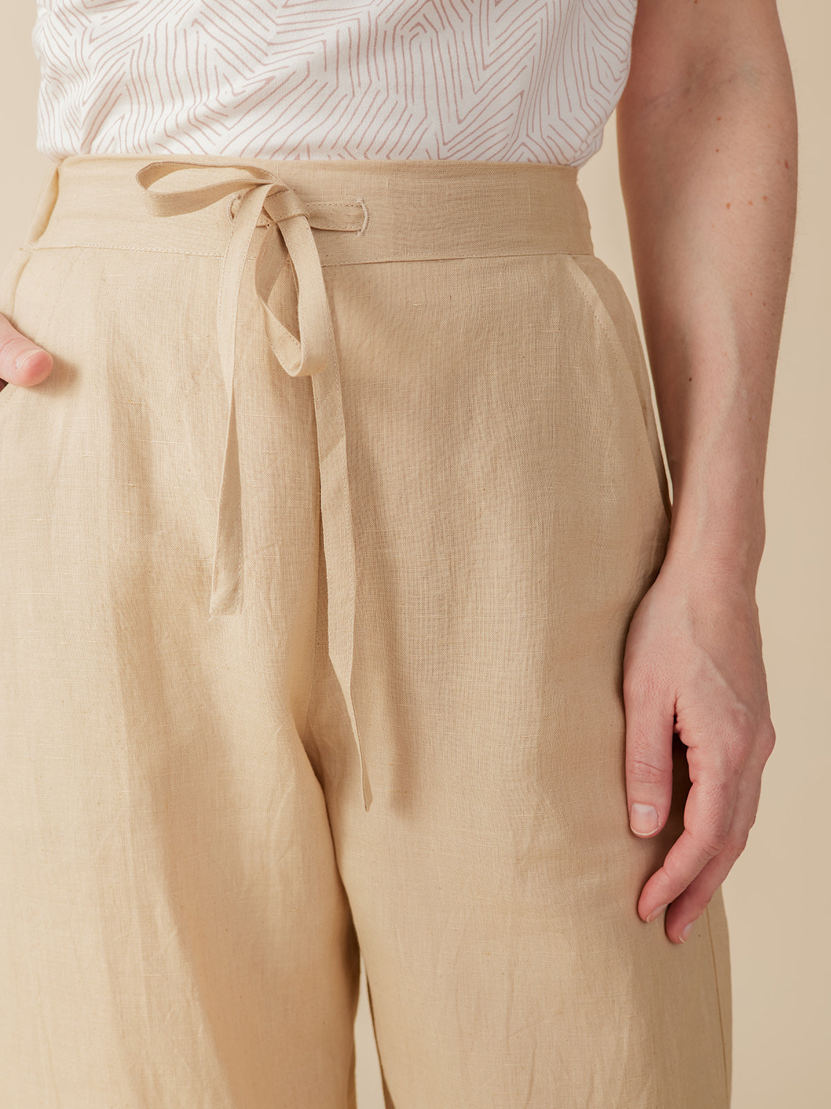 Emmy Drawstring Pant - Birch Linen - Image 4