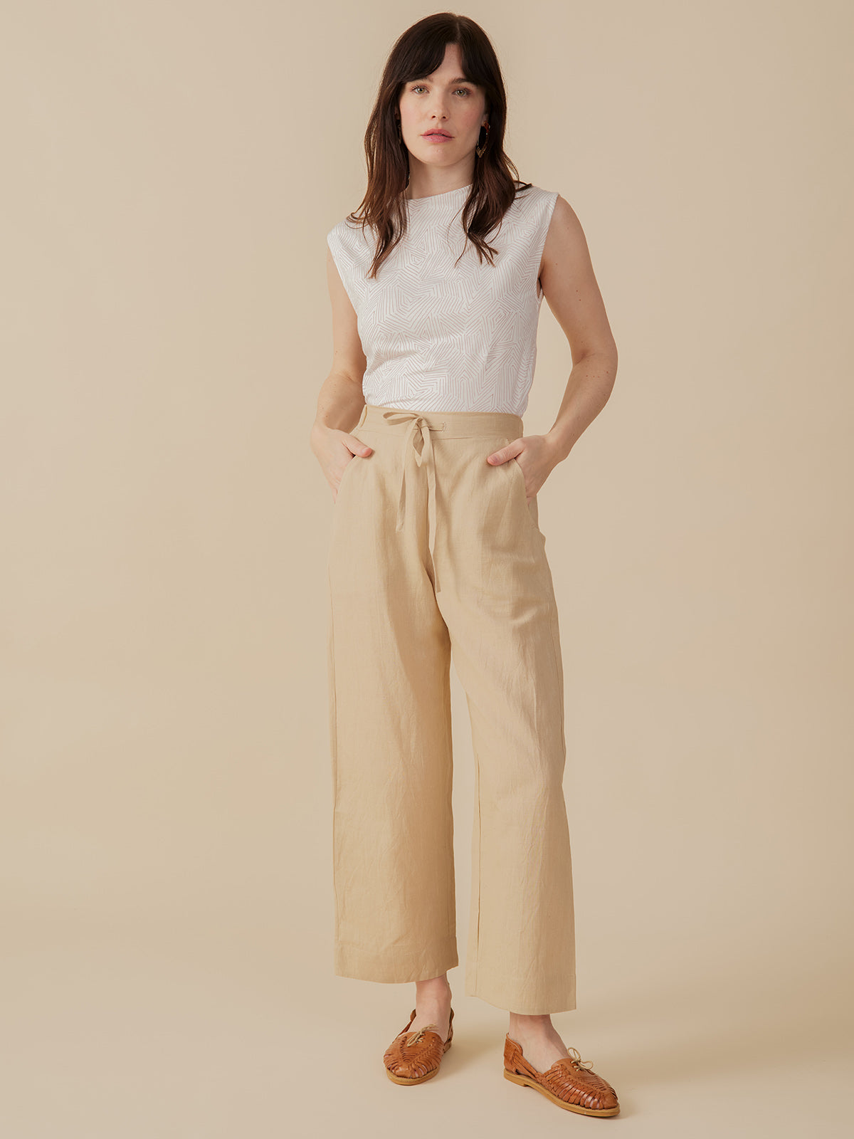 Emmy Drawstring Pant - Birch Linen - Image 2