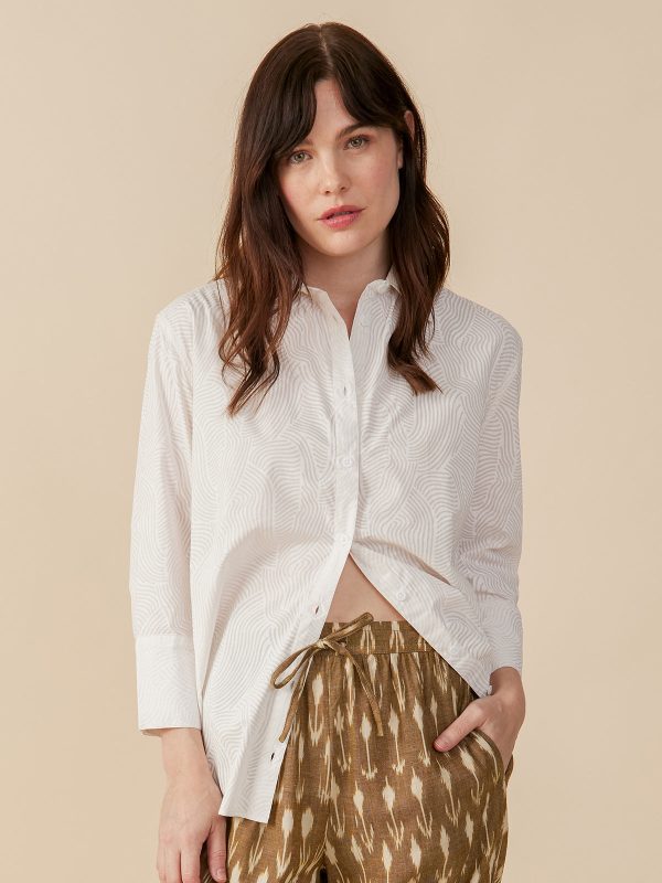Mae Oversized Shirt - White Waves