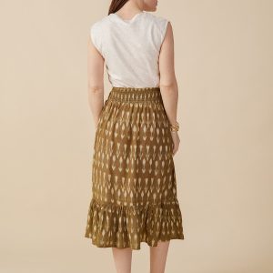 Mila Midi Skirt - Olive Ikat - Image 4