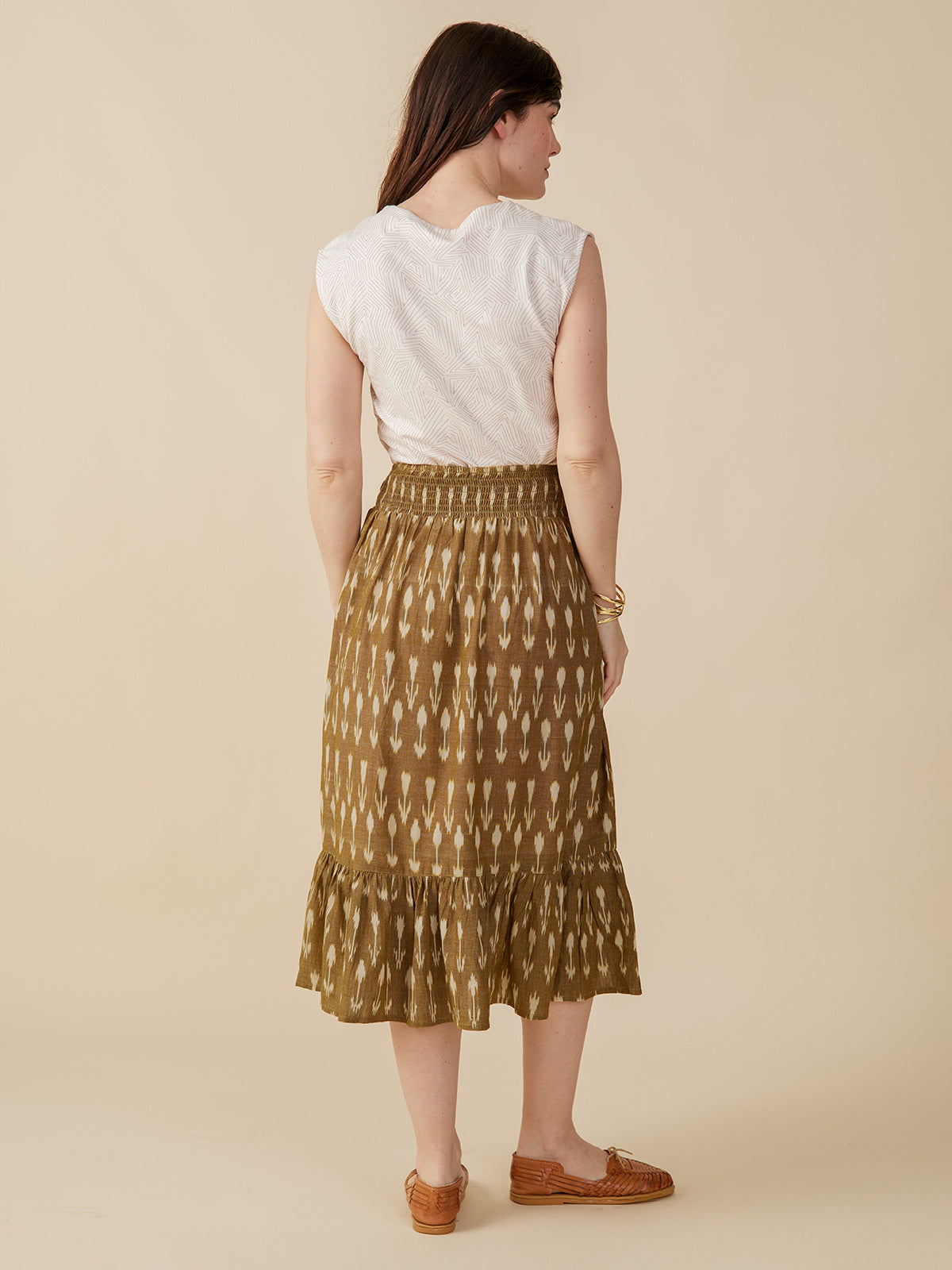 Mila Midi Skirt - Olive Ikat - Image 4