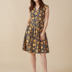 Lucille Dress - Navy Botanical - Image 1