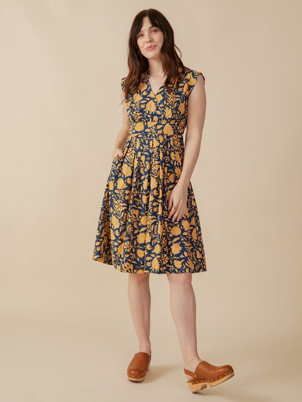 Lucille Dress - Navy Botanical