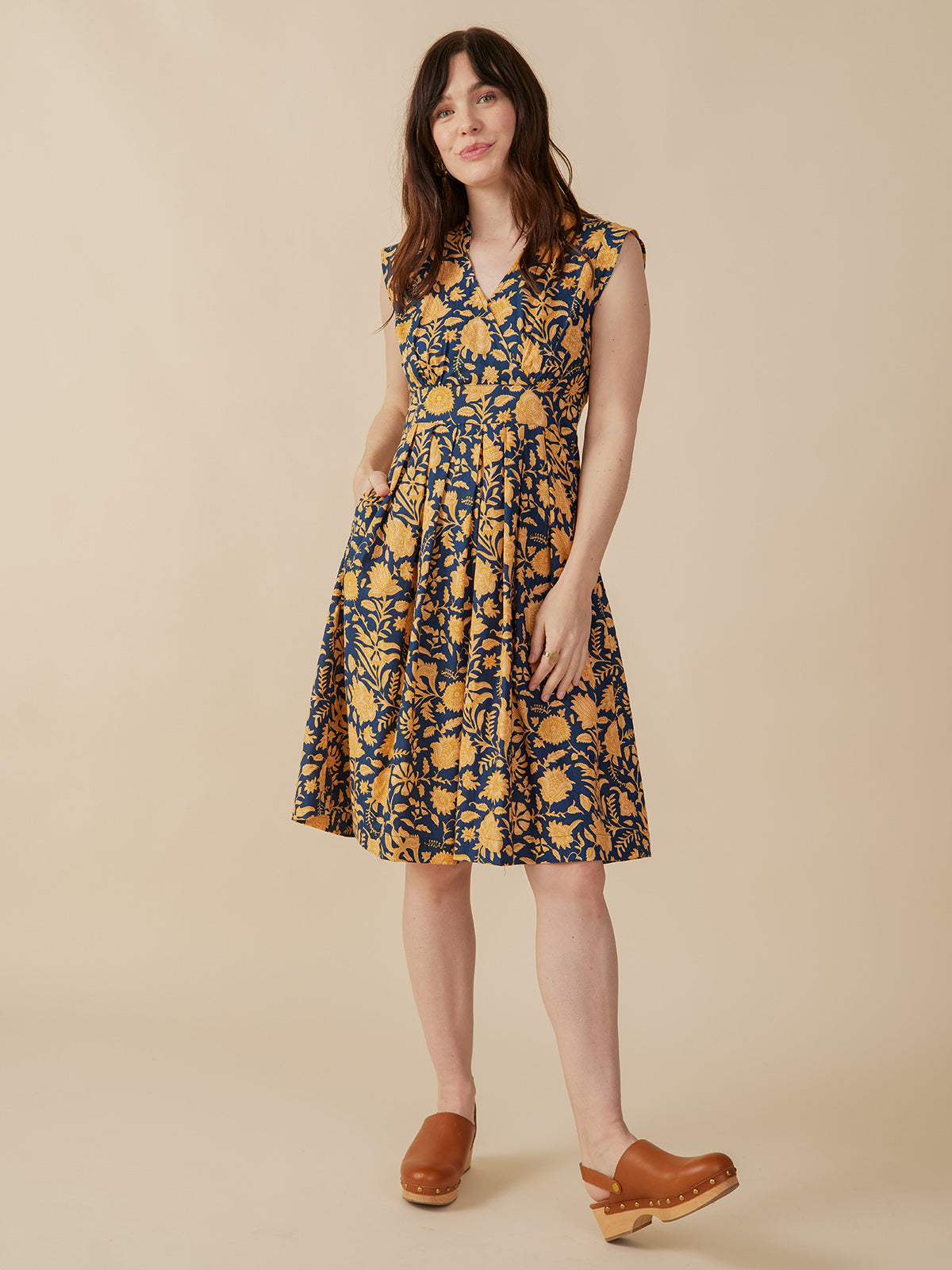 Lucille Dress - Navy Botanical - Image 1