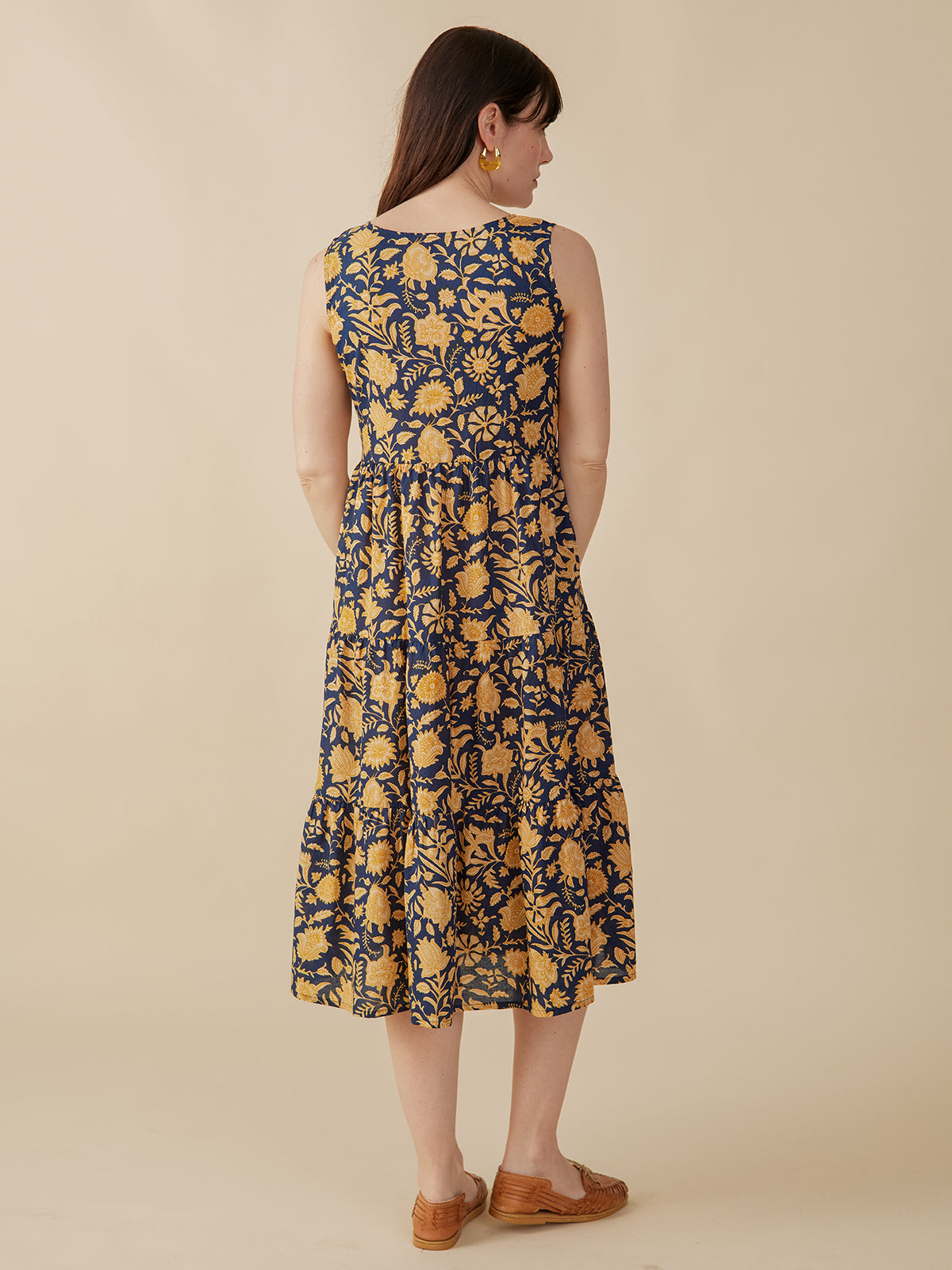 Thais Tiered Sleeveless Dress - Navy Botanical - Image 6