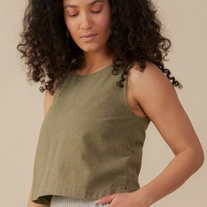 Neko Tank - Olive Chambray - Image 1