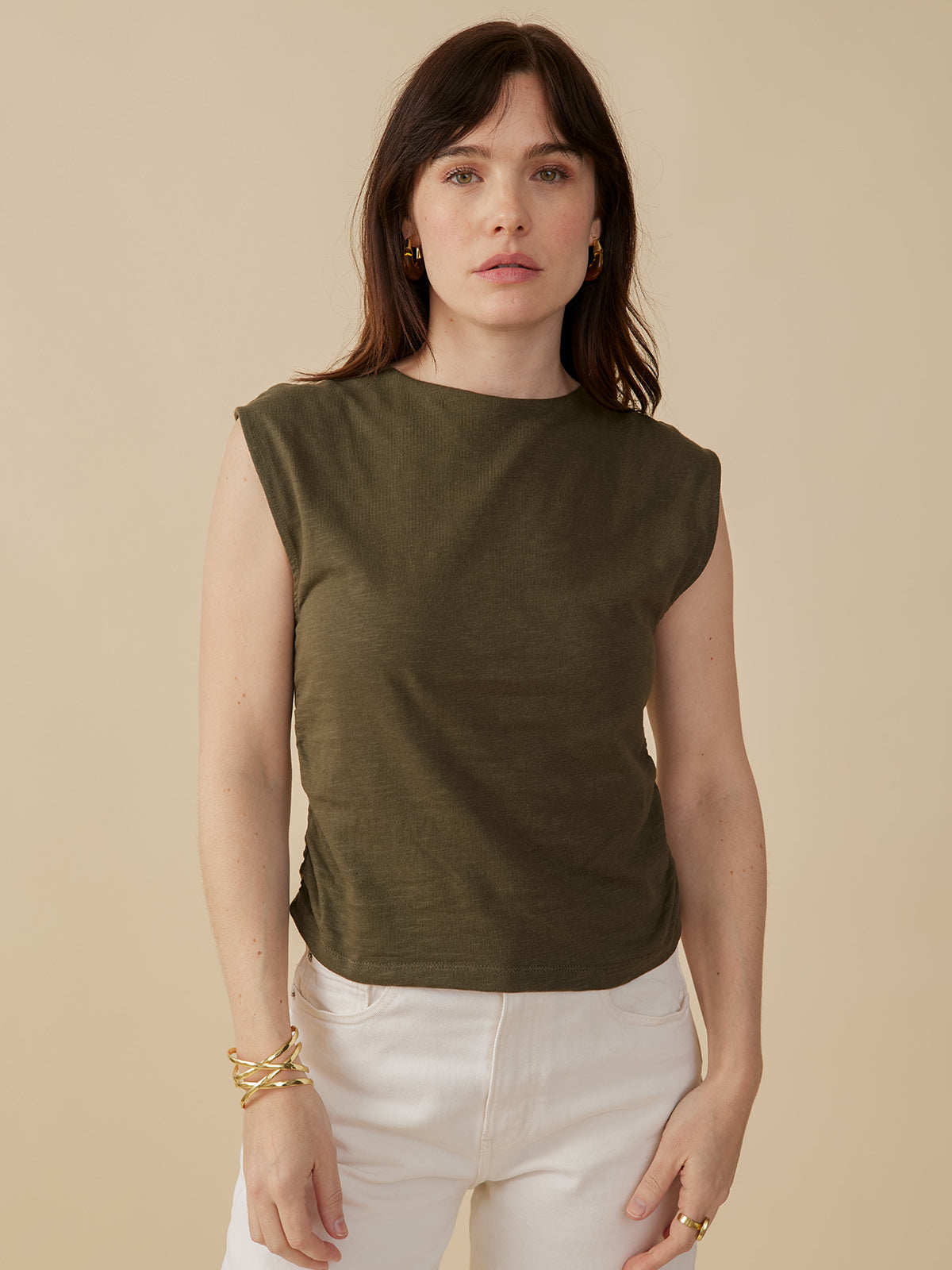 Ruched Top - Olive - Image 6